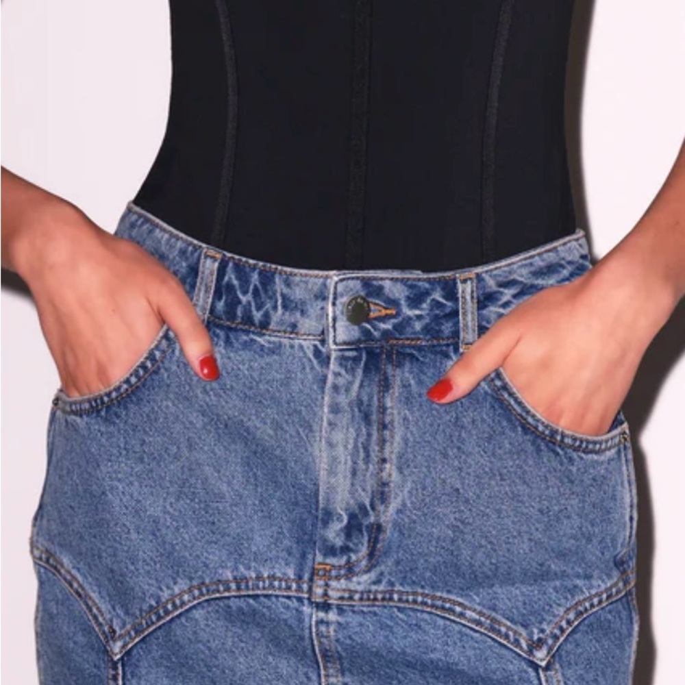 Fleur du Mal Classic Blue Jean Garter skirt